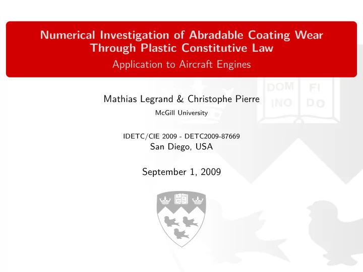 numerical investigation of abradable coating wear through