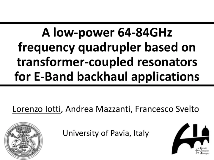 a low power 64 84ghz