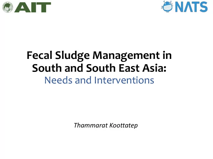 fecal sludge management in south and south east asia