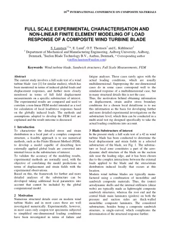 FULL SCALE EXPERIMENTAL CHARACTERISATION AND  NON-LINEAR FINITE ELEMENT MODELING OF LOAD  RESPONSE