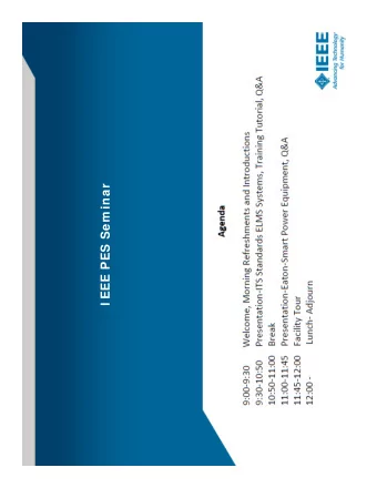 I EEE PES Sem inar  I EEE PES Sem inar  Sm art Grid I nfrastructure from  a Gray Box Perspective