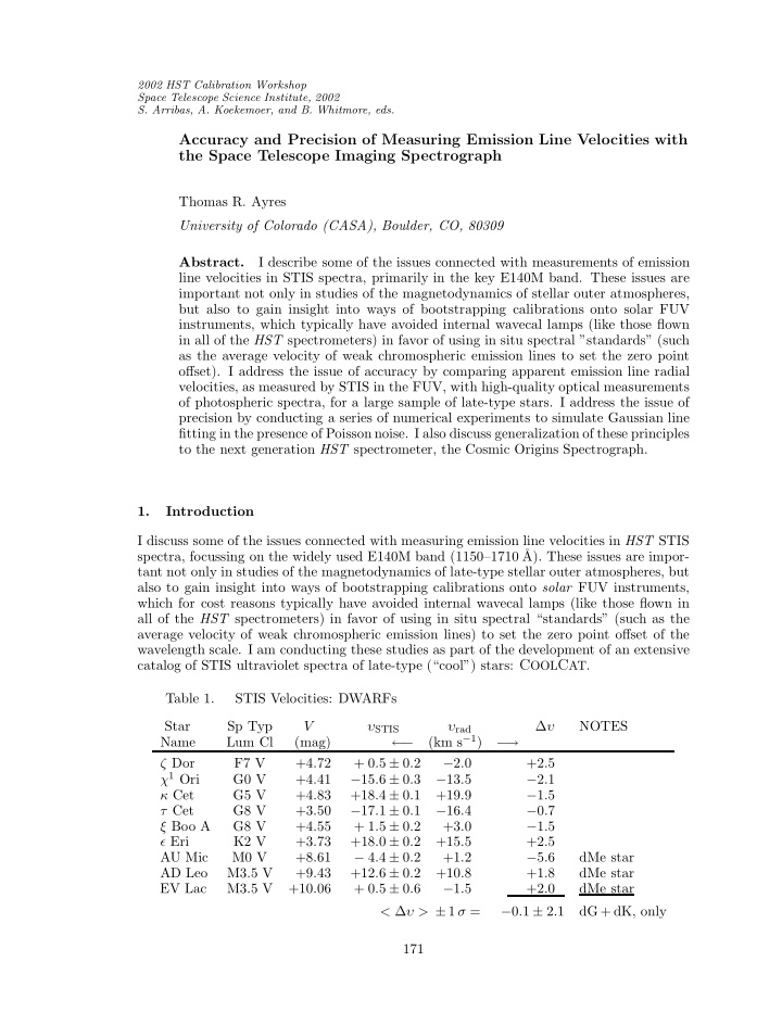 accuracy and precision of measuring emission line