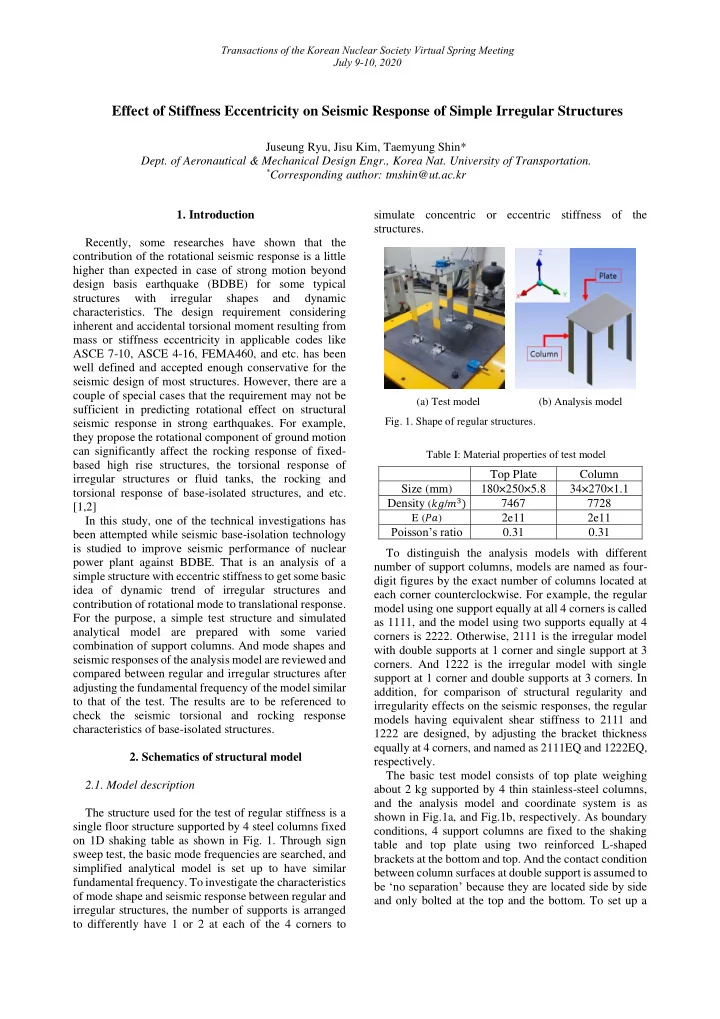 effect of stiffness eccentricity on seismic response of