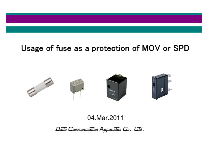 usage of fuse as a protection of mov or spd