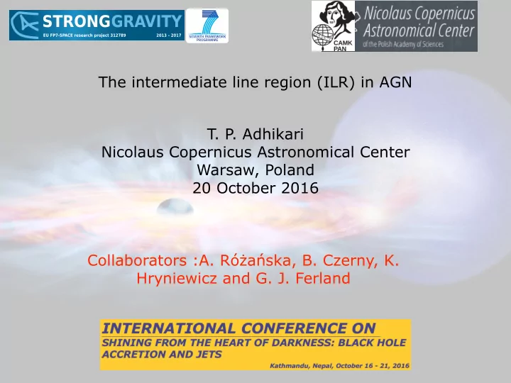 the intermediate line region ilr in agn t p adhikari