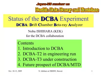 Status of the DCBA DCBA Experiment DCBA : D D rift C C hamber B B eta-ray A A nalyzer  DCBA  Nobu