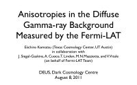anisotropies in the diffuse gamma ray background measured