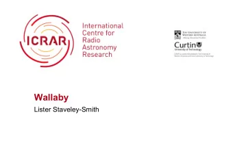 Wallaby  Lister Staveley-Smith  Outline  Wallaby/HI science  Wallaby design study  working