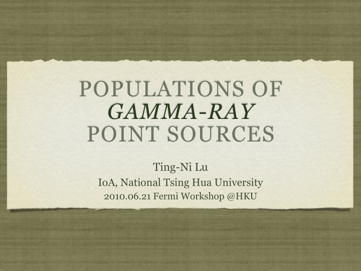 populations of gamma ray point sources