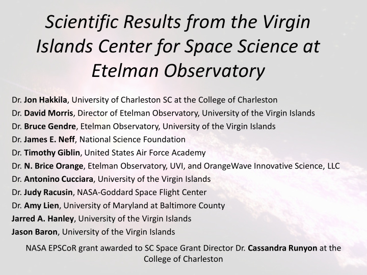 scientific results from the virgin islands center for
