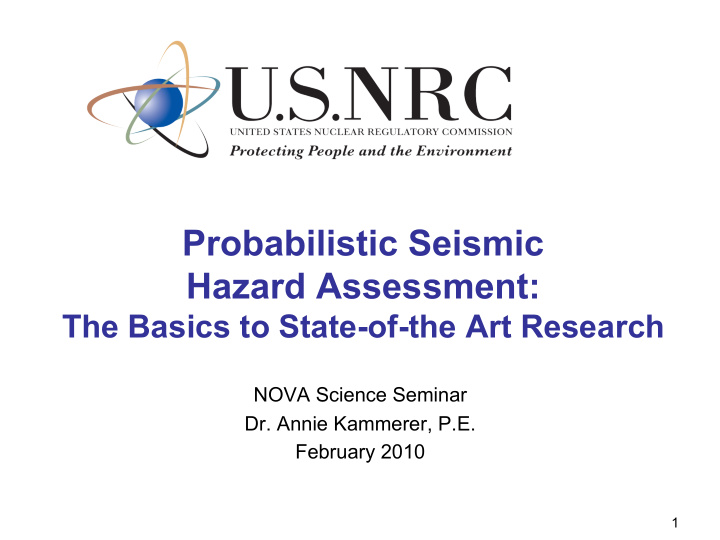 probabilistic seismic hazard assessment