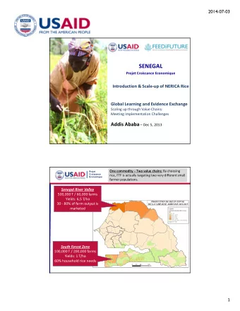 SENEGAL Projet Croissance Economique Introduction &amp; Scale  up of NERICA Rice Global Learning