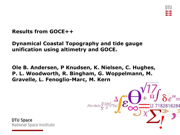 esa itt goce height system unification roadmap 2011 2014