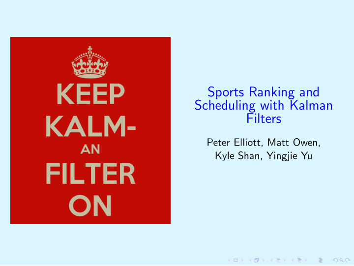 sports ranking and scheduling with kalman filters