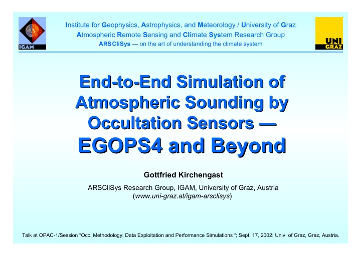 egops4 and beyond egops4 and beyond