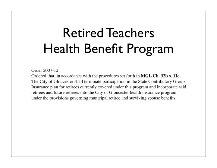 retired teachers health benefit program