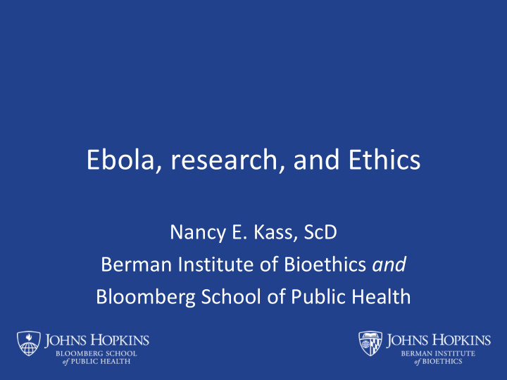 ebola research and ethics