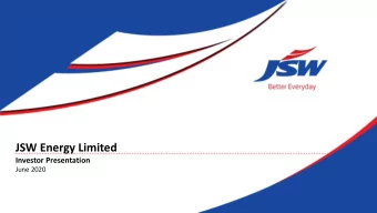 JSW Energy Limited  Investor Presentation  June 2020  Agenda  Overview  Value Proposition