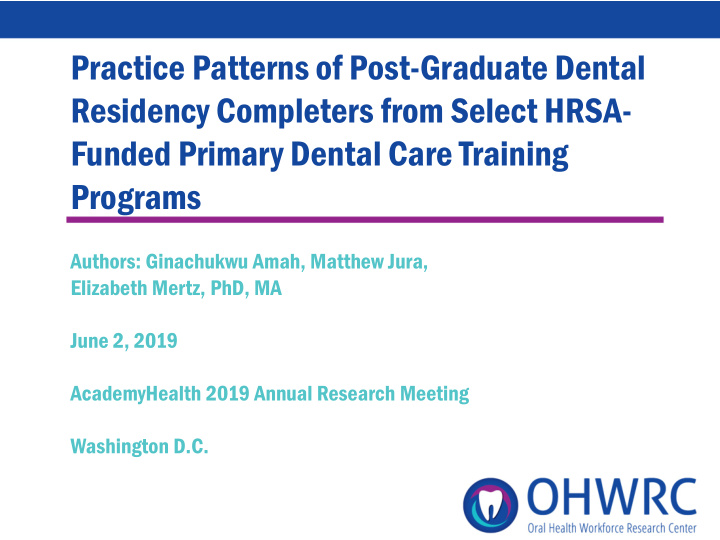 practice patterns of post graduate dental residency