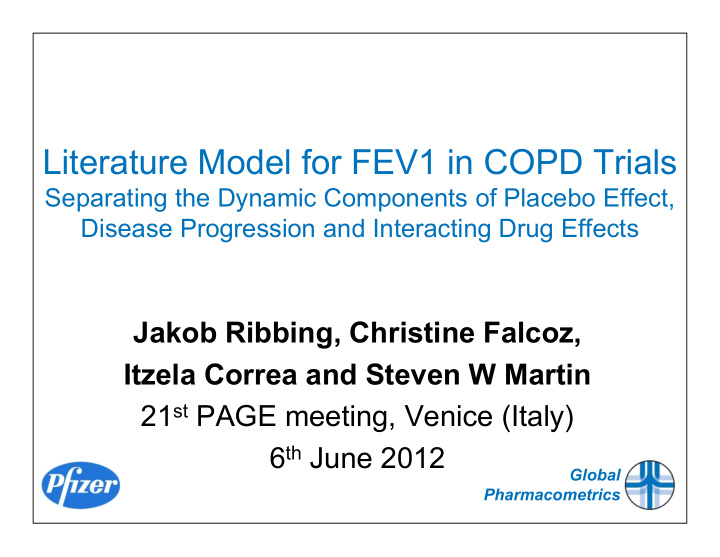 literature model for fev1 in copd trials