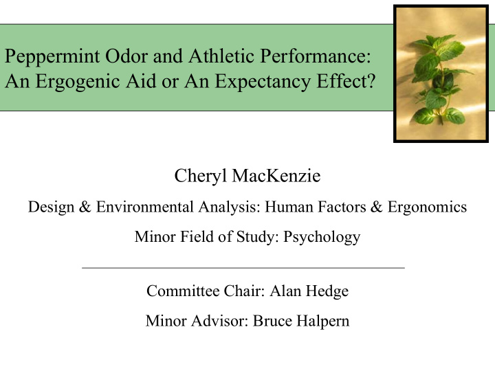 peppermint odor and athletic performance an ergogenic aid