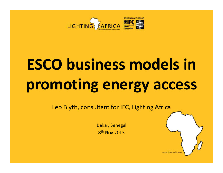 esco business models in promoting energy access