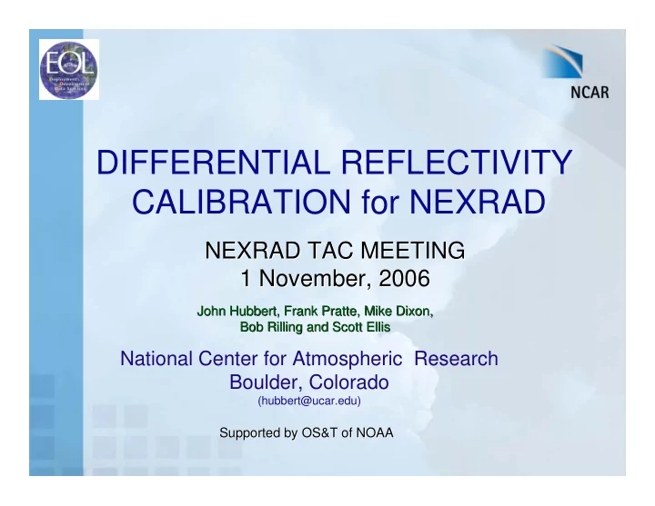 differential reflectivity calibration for nexrad