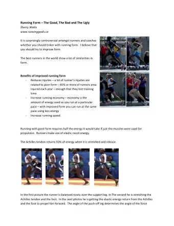 Running Form  The Good, The Bad and The Ugly  Sherry Watts  www.runninggoals.ca  It is