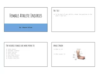 Female Athlete Injuries  To the best of your ability, answer the questions on the    paper I