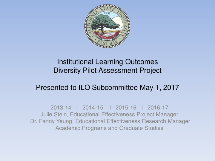 institutional learning outcomes diversity pilot