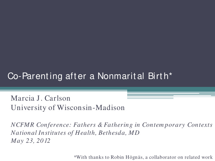 co parenting after a nonmarital birth