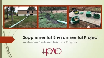 Supplemental Environmental Project  Wastewater Treatment Assistance Program  Project Description