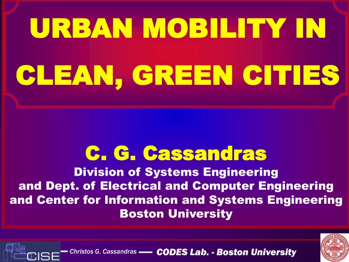 urb urban mobility in an mobility in clean green cities