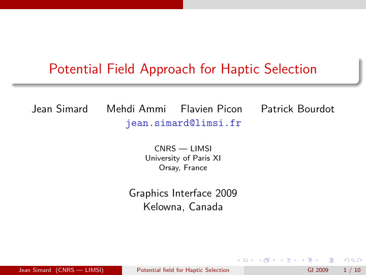 potential field approach for haptic selection