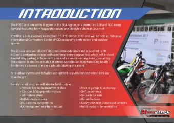 INTRODUCTION  The FIRST and one of the biggest in the SEA region, an automotive B2B and B2C event