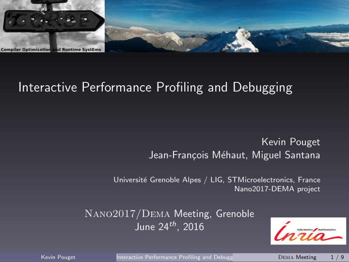 interactive performance profiling and debugging