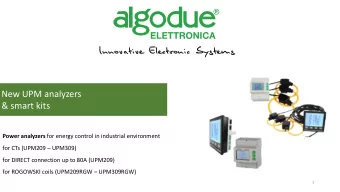 New UPM analyzers  &amp; smart kits Power analyzers for energy control in industrial environment
