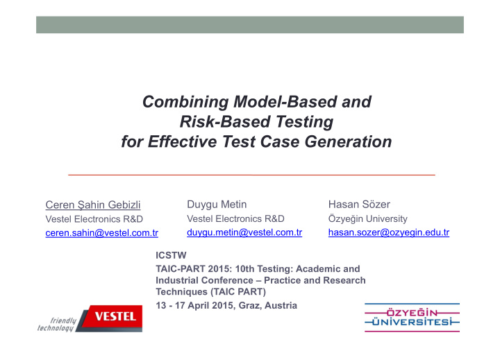 combining model based and risk based testing for