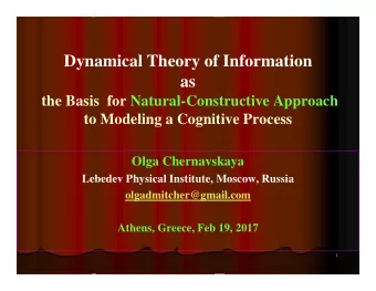 Dynamical Theory of Information  as  the Basis for Natural-Constructive Approach  to Modeling a