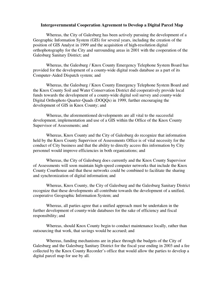 intergovernmental cooperation agreement to develop a