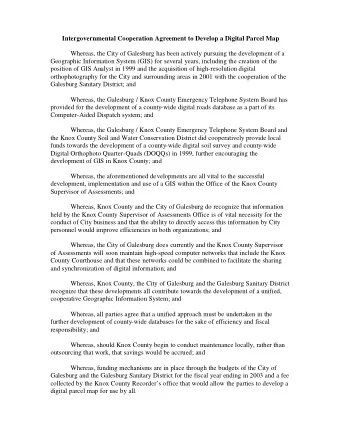 Intergovernmental Cooperation Agreement to Develop a Digital Parcel Map  Whereas, the City of