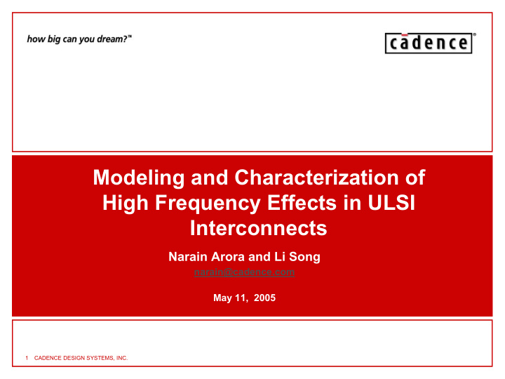 modeling and characterization of high frequency effects