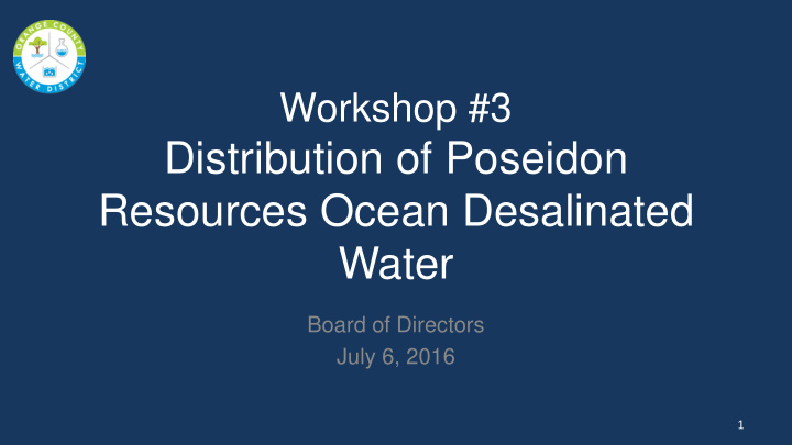 distribution of poseidon resources ocean desalinated water