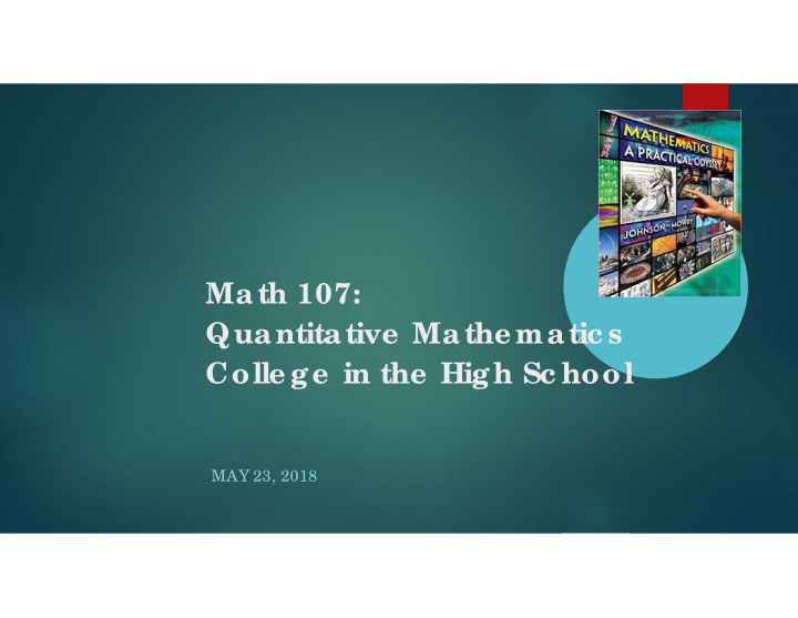math 107 quantitative mathe matic s colle ge in the high