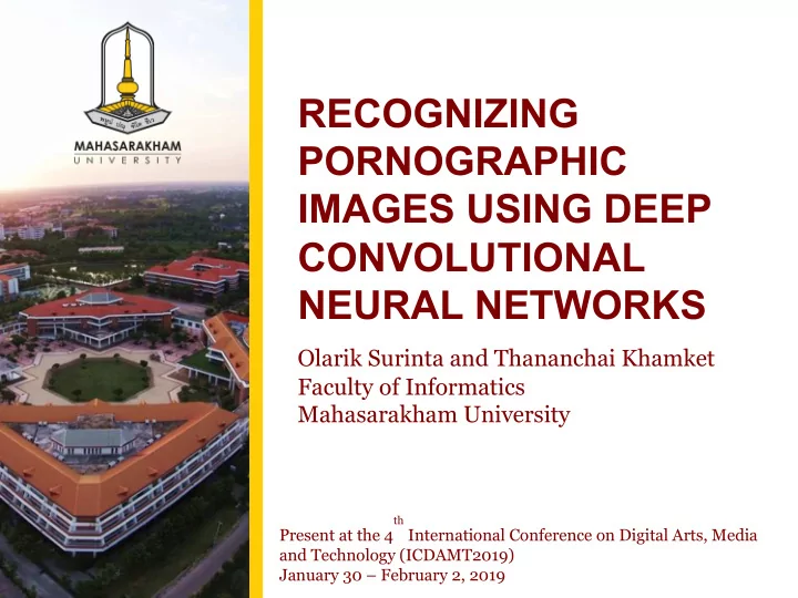 recognizing pornographic images using deep convolutional