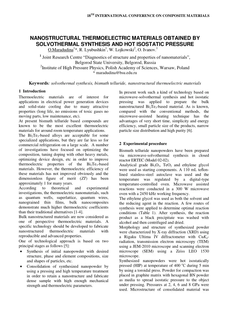 solvothermal synthesis and hot isostatic pressure