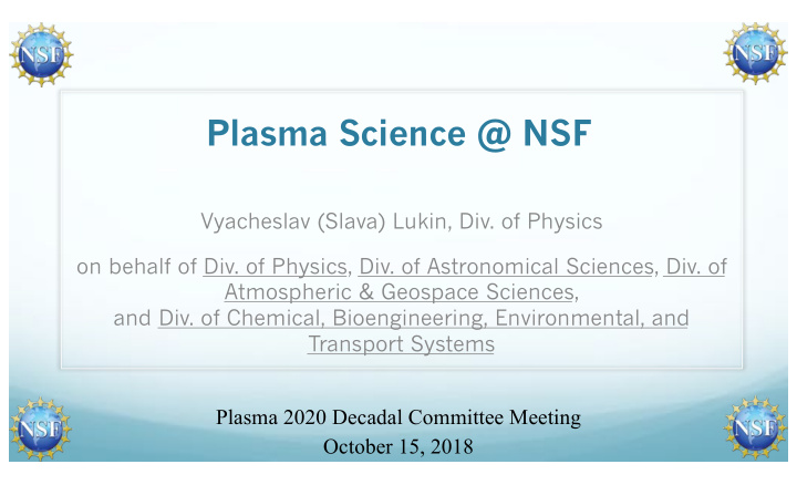 plasma science nsf