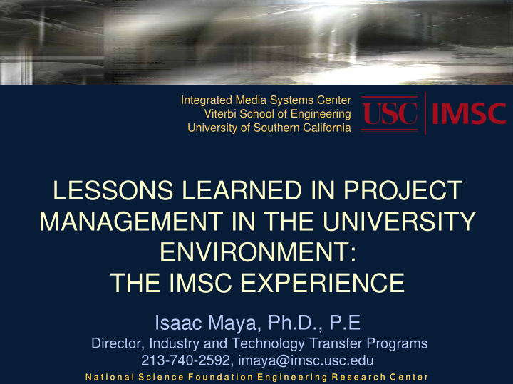 lessons learned in project management in the university