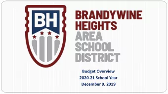 Budget Overview  2020-21 School Year  December 9, 2019  Budget Timeline  Oct.  Jan.  Feb. -