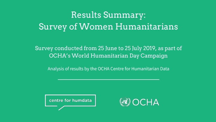 results summary survey of women humanitarians